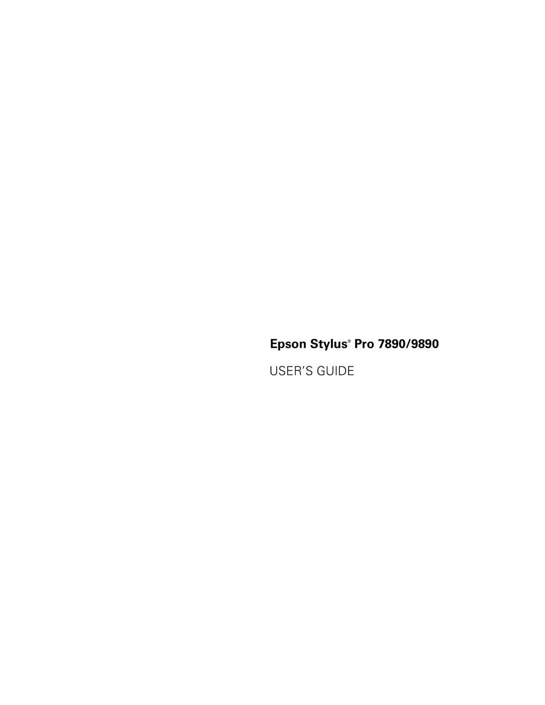 Epson SP7890K3, SP9890K3 manual Epson Stylus Pro 7890/9890, USER’S Guide 