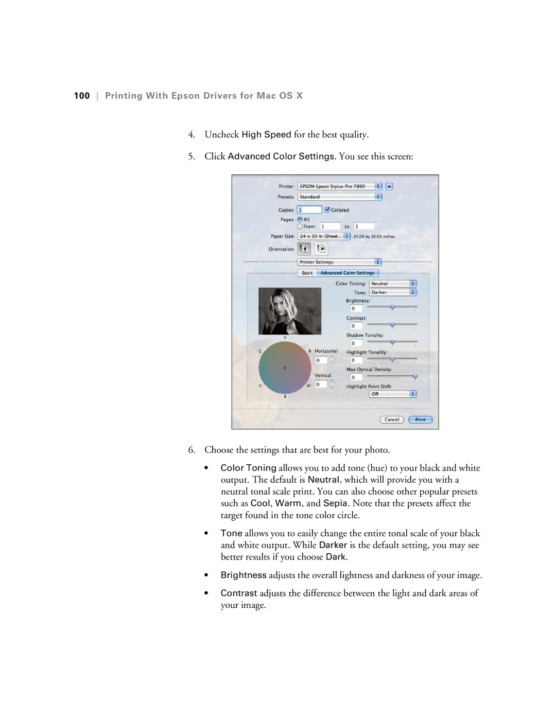 Epson SP9890K3, SP7890K3 manual Printing With Epson Drivers for Mac OS 