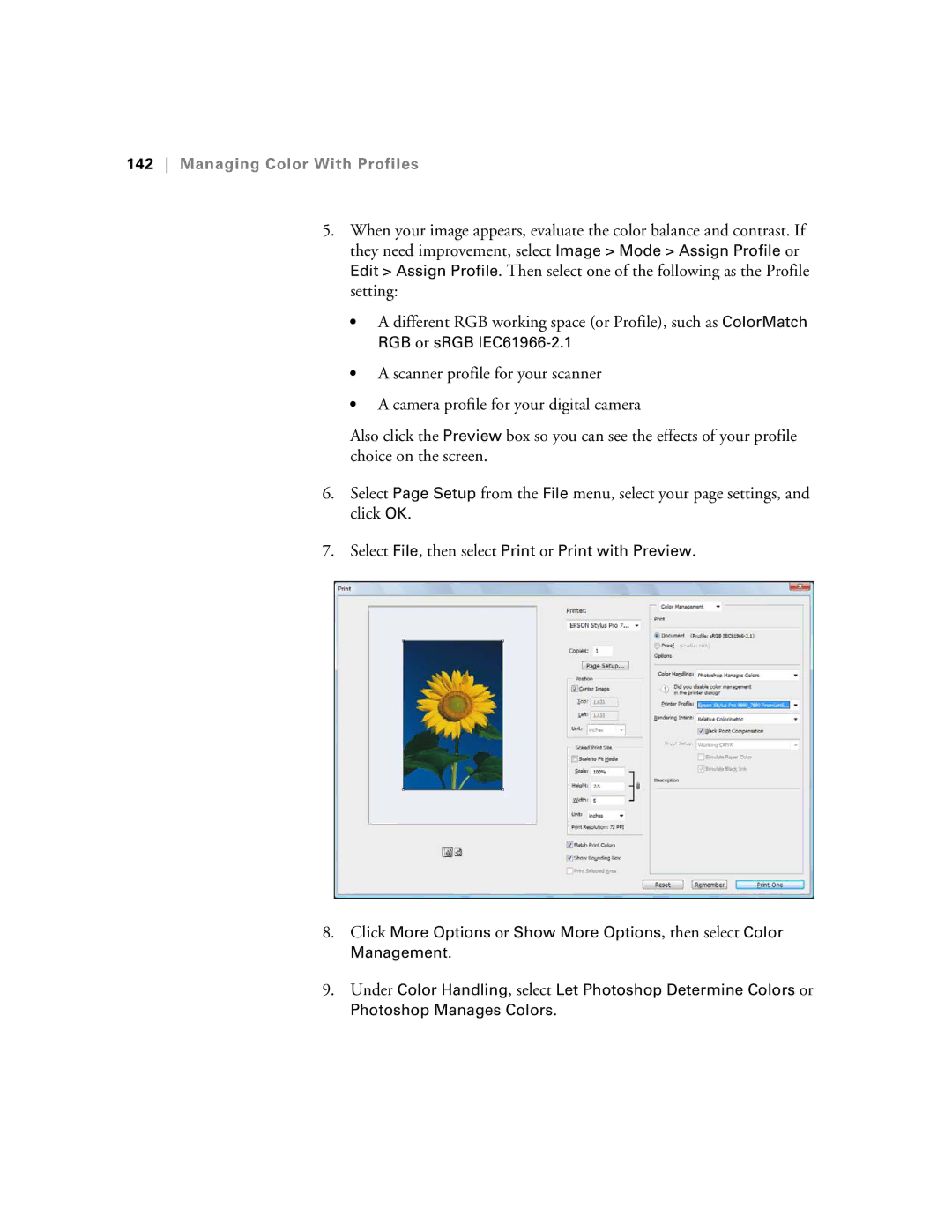 Epson SP9890K3, SP7890K3 manual Managing Color With Profiles 