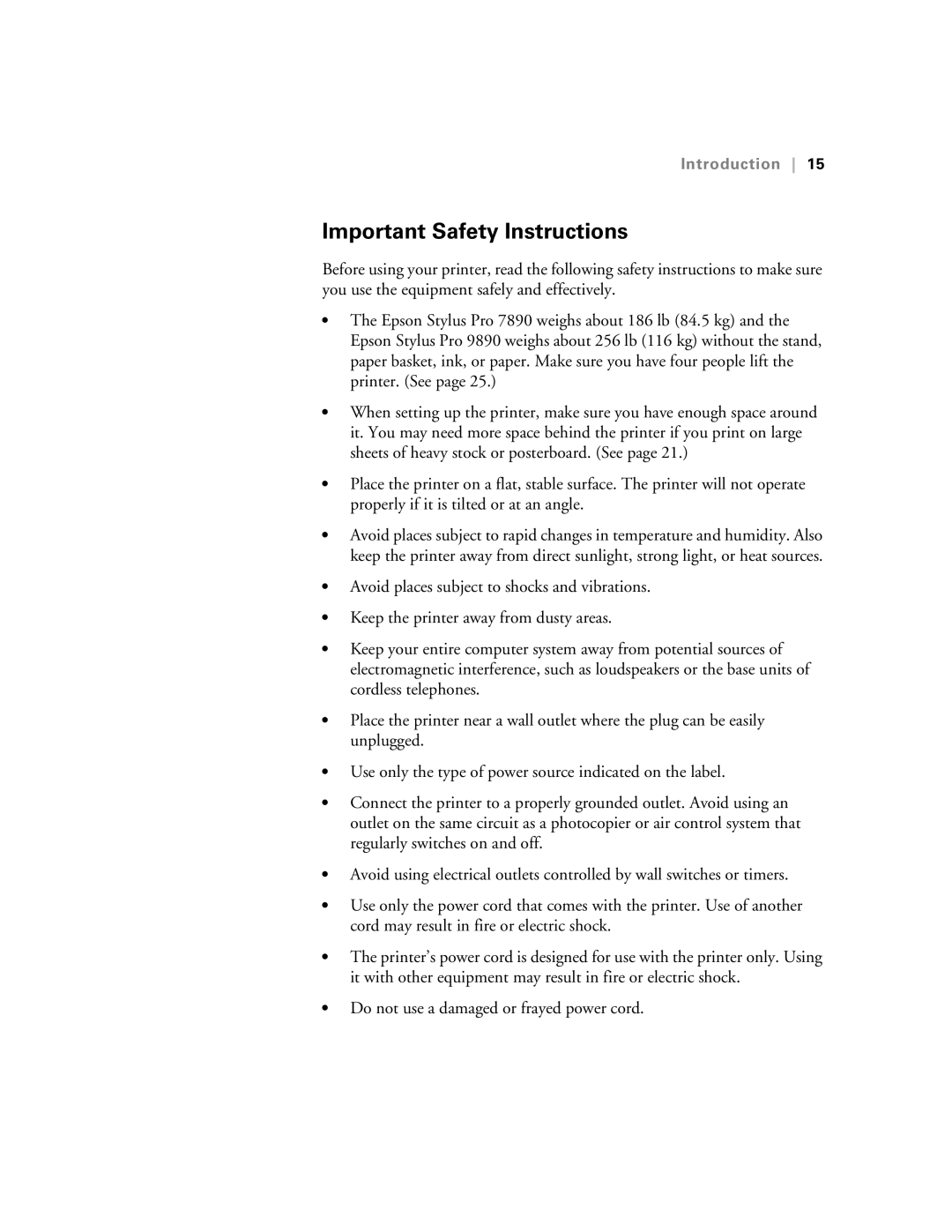 Epson SP7890K3, SP9890K3 manual Important Safety Instructions 