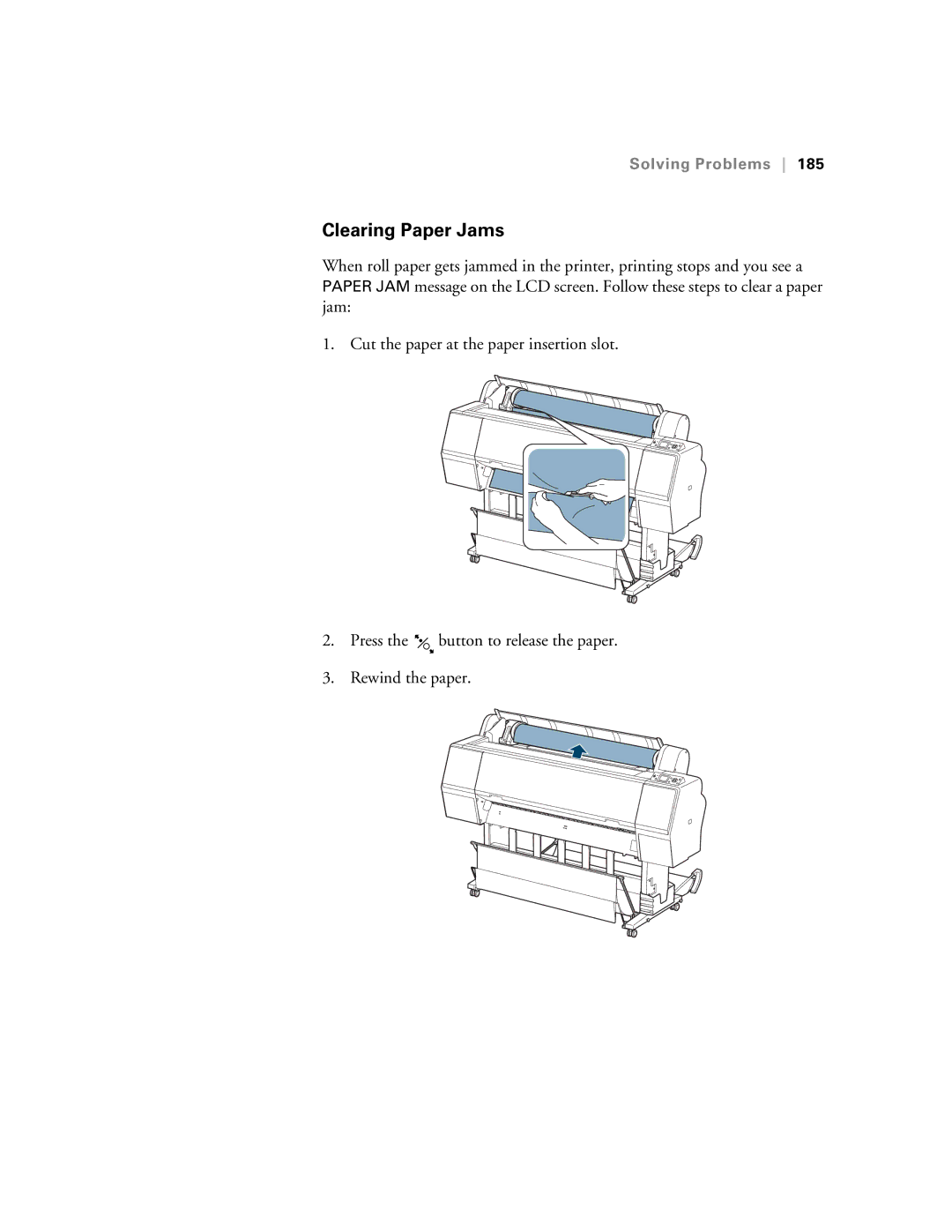 Epson SP7890K3, SP9890K3 manual Clearing Paper Jams 