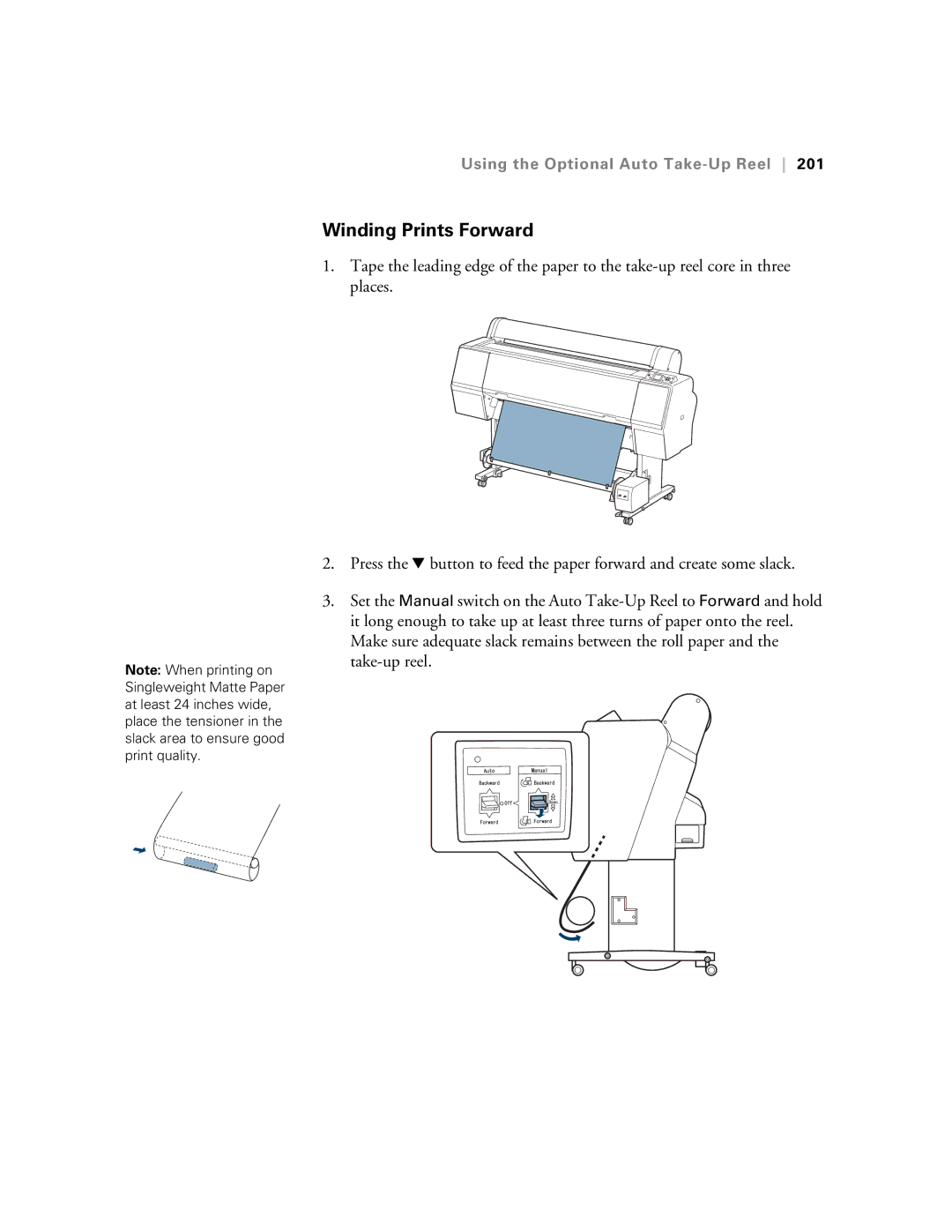 Epson SP7890K3, SP9890K3 manual Winding Prints Forward 