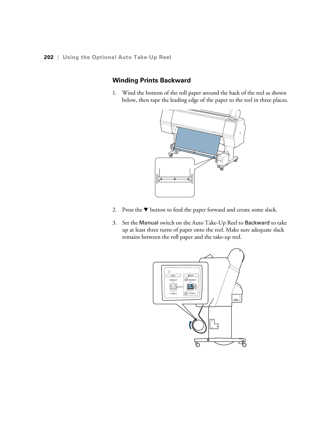 Epson SP9890K3, SP7890K3 manual Winding Prints Backward 