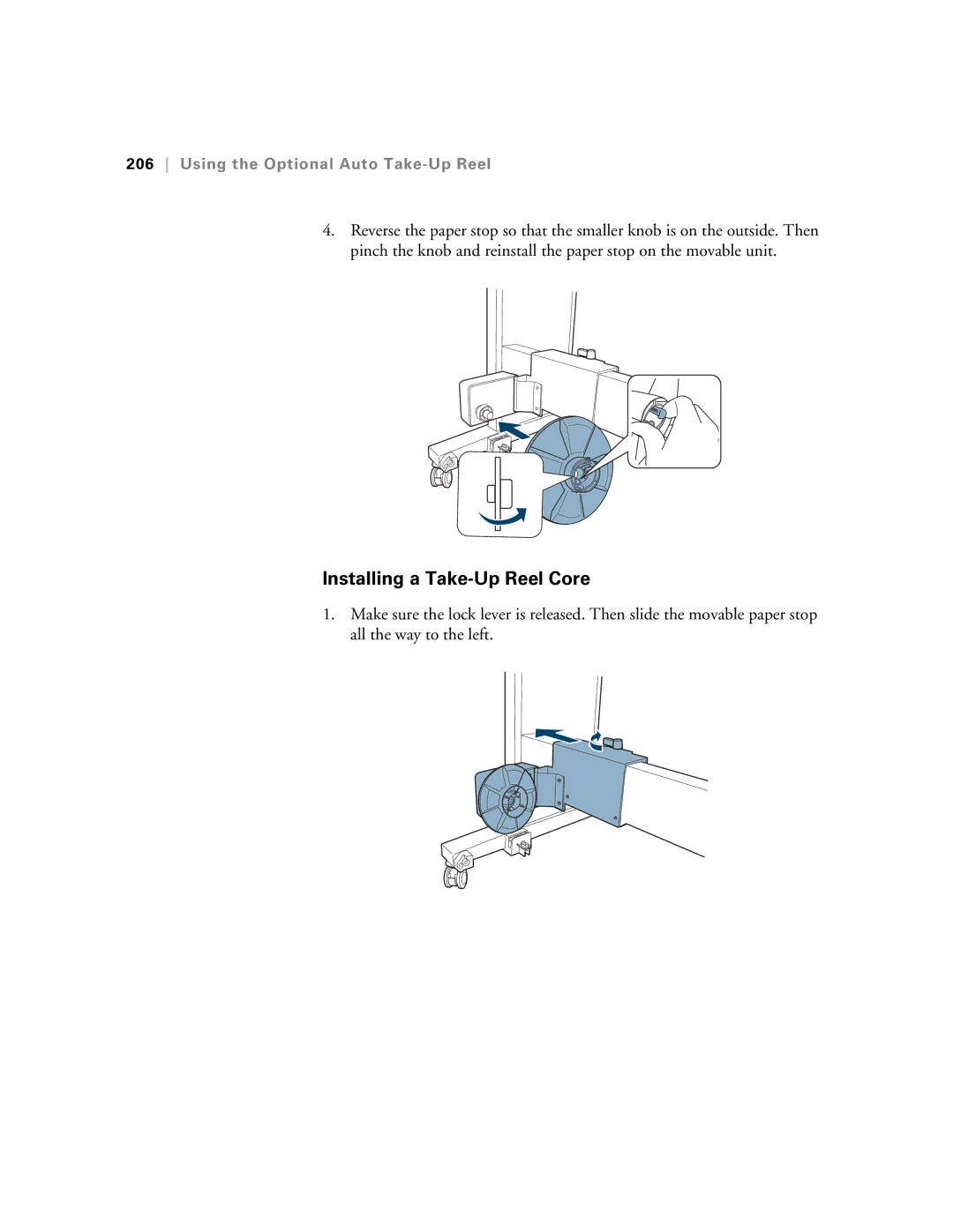 Epson SP9890K3, SP7890K3 manual Installing a Take-Up Reel Core 