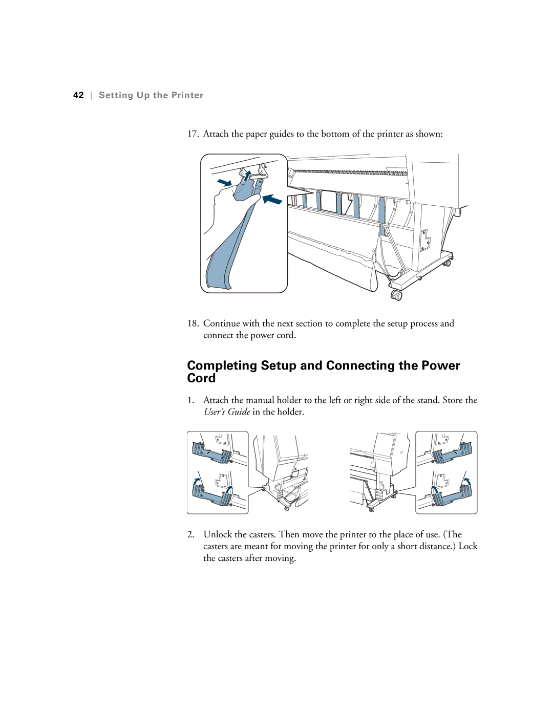 Epson SP9890K3, SP7890K3 manual Completing Setup and Connecting the Power Cord 