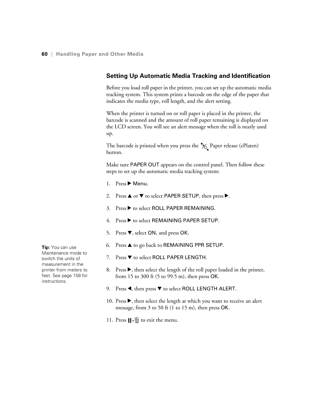 Epson SP9890K3, SP7890K3 manual Setting Up Automatic Media Tracking and Identification 