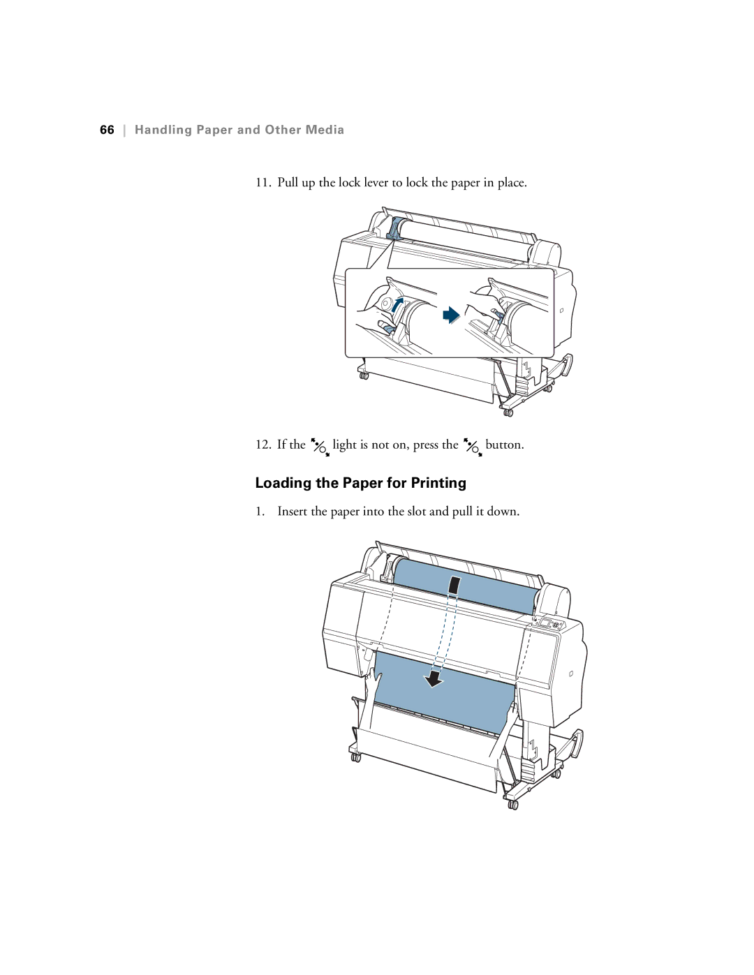 Epson SP9890K3, SP7890K3 manual Loading the Paper for Printing 