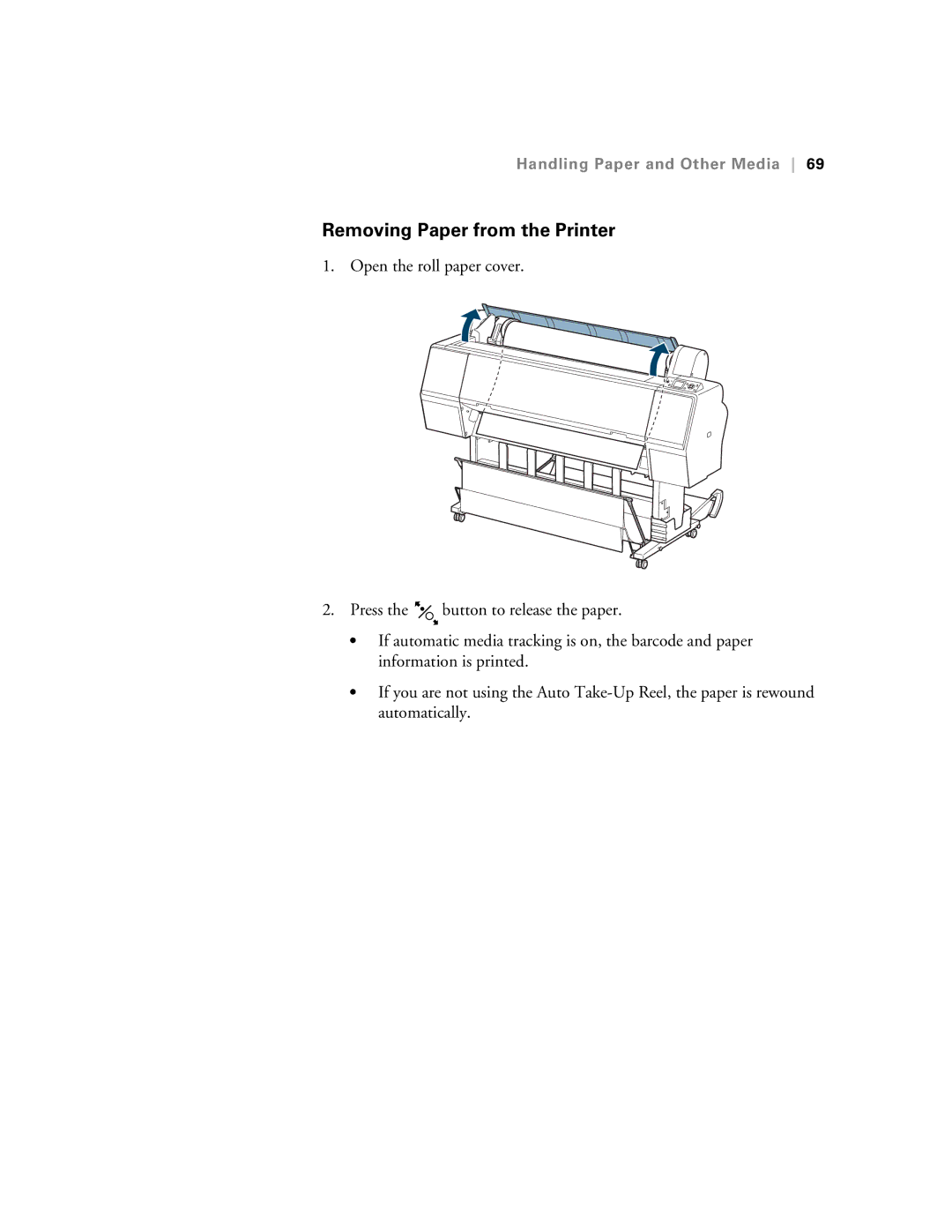 Epson SP7890K3, SP9890K3 manual Removing Paper from the Printer 