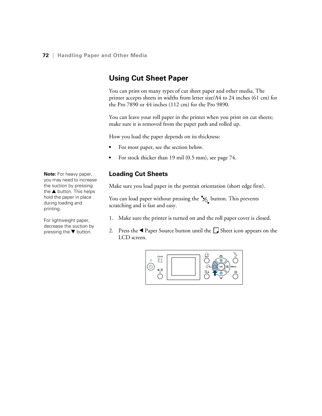 Epson SP9890K3, SP7890K3 manual Using Cut Sheet Paper, Loading Cut Sheets 