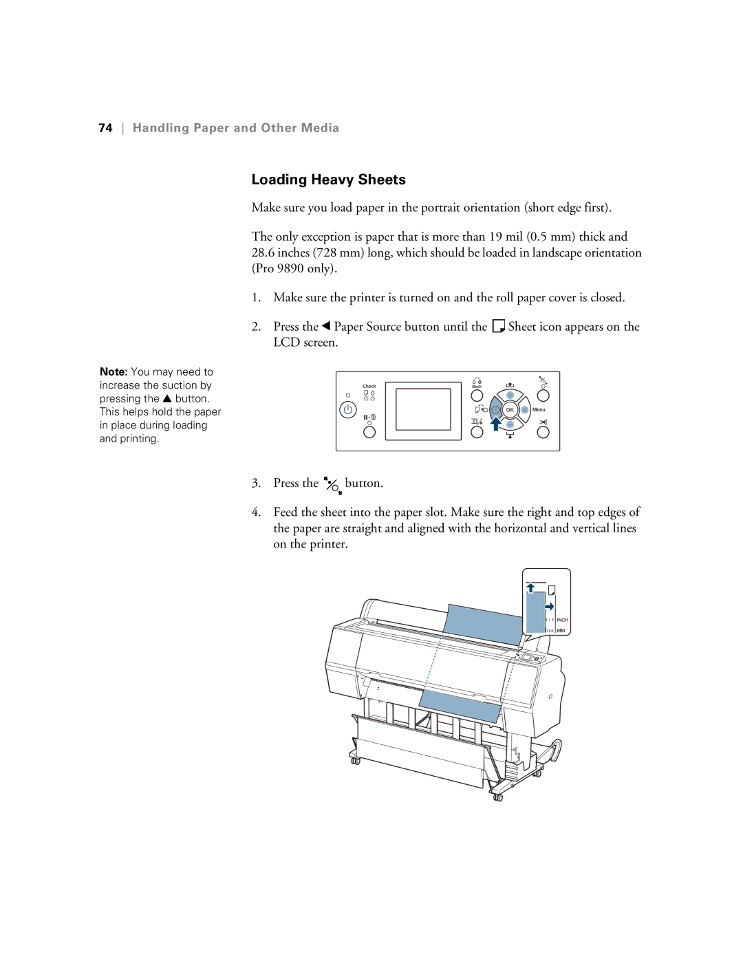 Epson SP9890K3, SP7890K3 manual Loading Heavy Sheets 