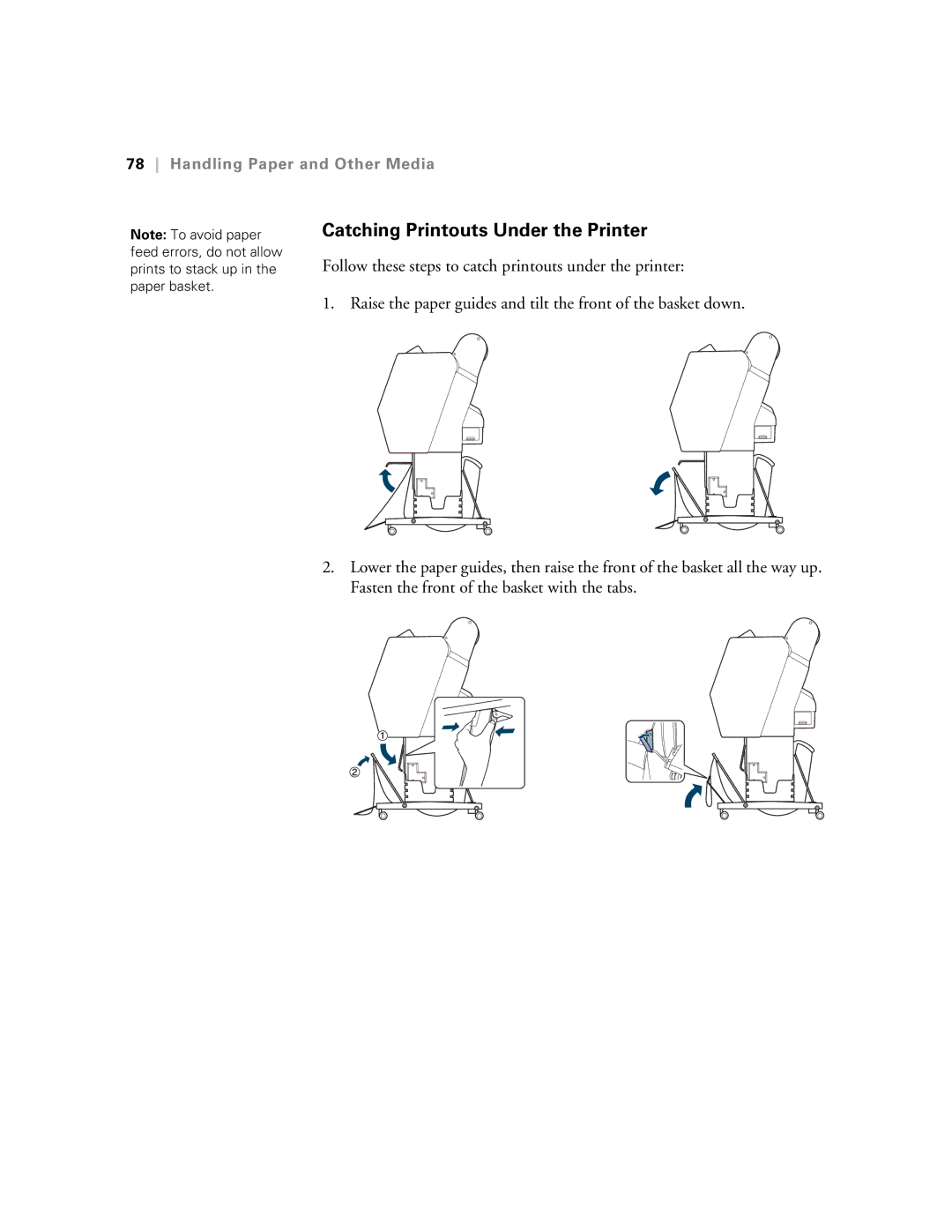 Epson SP9890K3, SP7890K3 manual Catching Printouts Under the Printer 