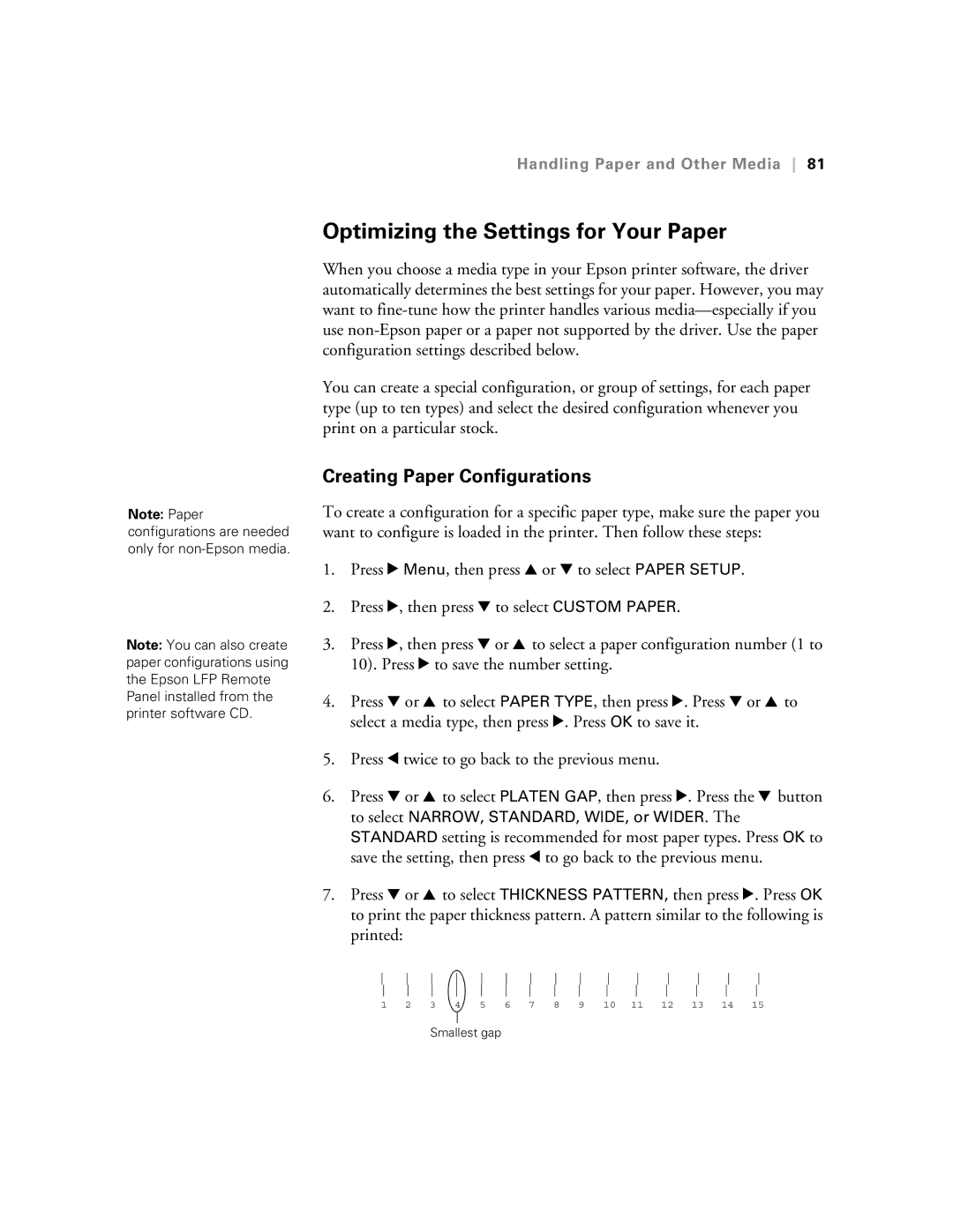 Epson SP7890K3, SP9890K3 manual Optimizing the Settings for Your Paper, Creating Paper Configurations 