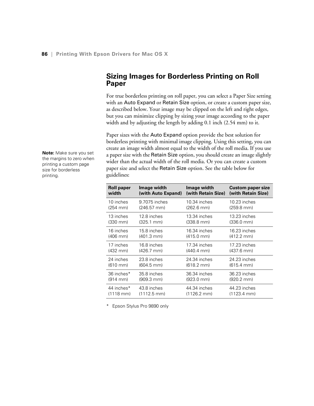 Epson SP9890K3, SP7890K3 manual Sizing Images for Borderless Printing on Roll Paper 