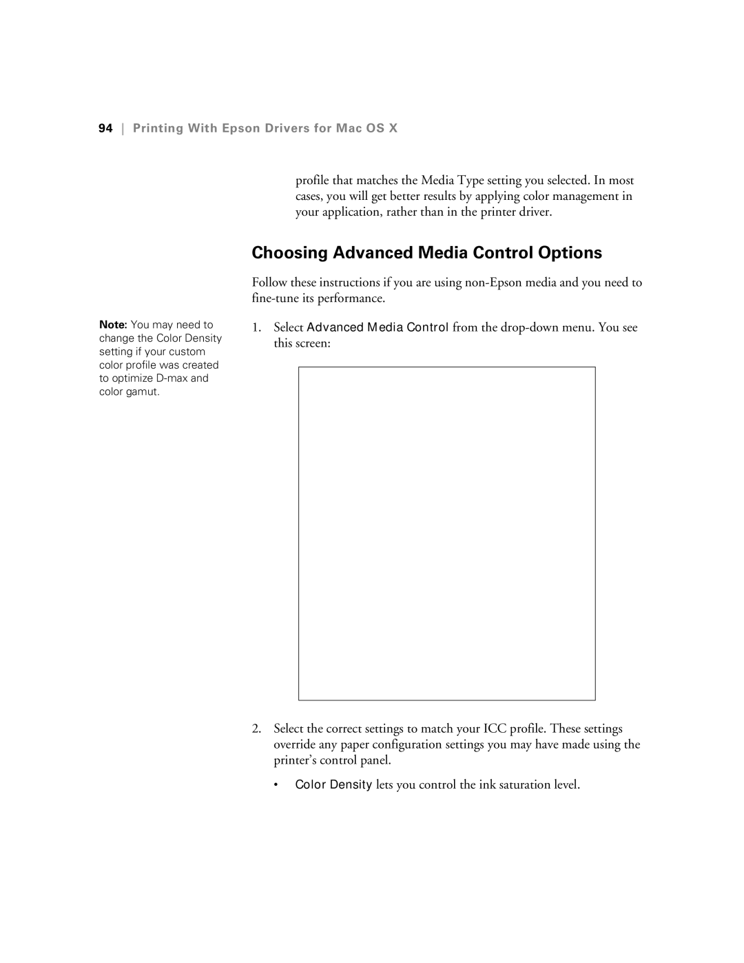 Epson SP9890K3, SP7890K3 manual Choosing Advanced Media Control Options 