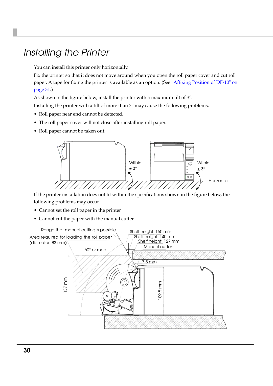 Epson T70 specifications Installing the Printer 