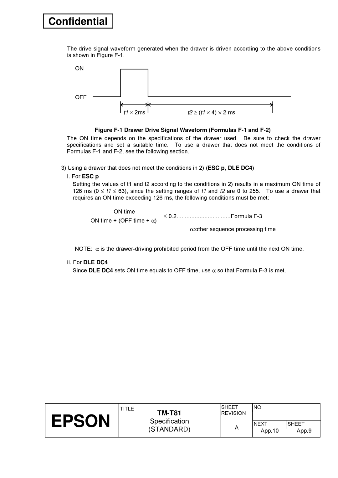 Epson T81 specifications T1 ⋅ 2ms, Ii. For DLE DC4 