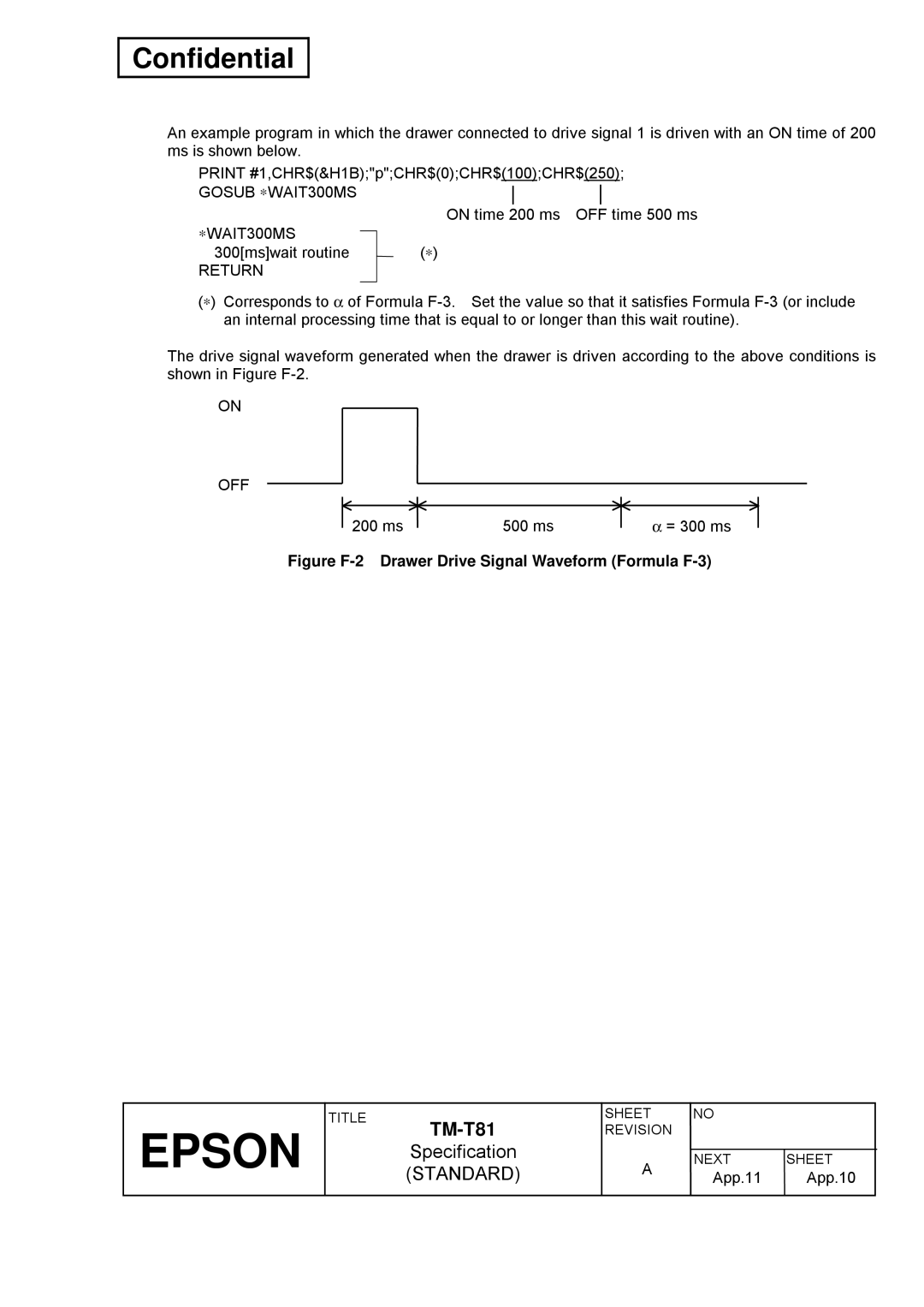 Epson T81 specifications ∗WAIT300MS, Return 