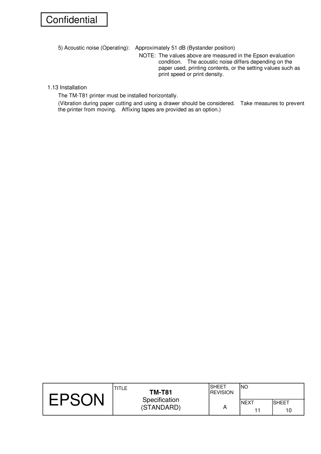 Epson T81 specifications Installation 