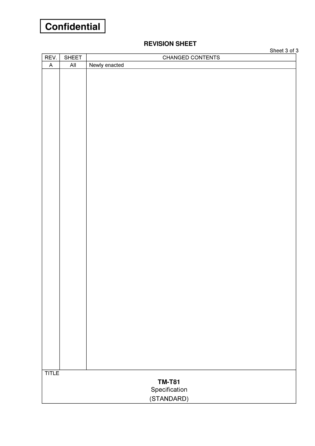 Epson T81 specifications REV. Sheet, Changed Contents 