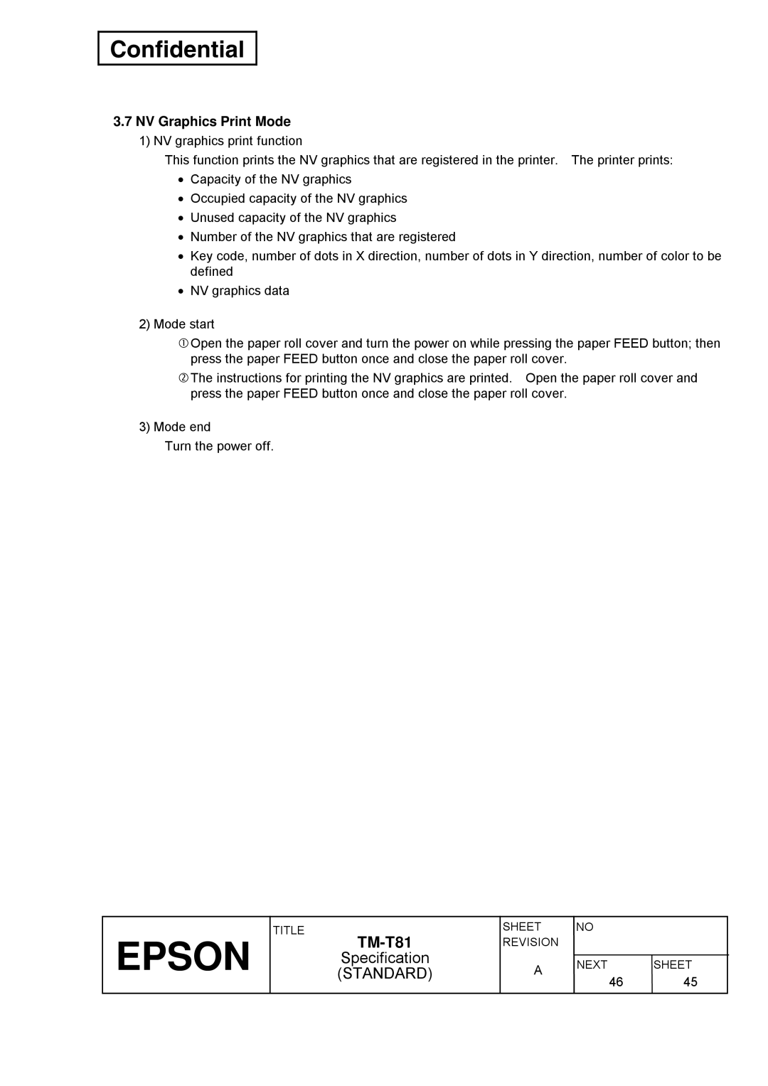 Epson T81 specifications NV Graphics Print Mode 