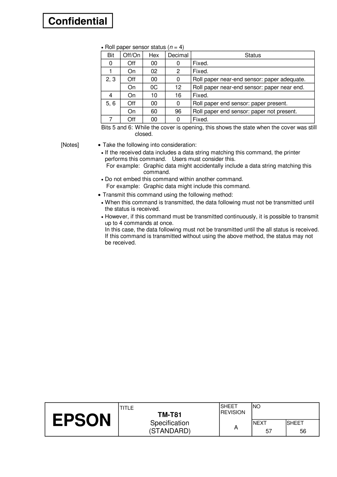 Epson T81 specifications Epson 