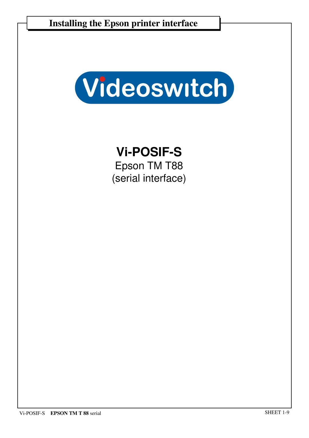 Epson T88 manual Vi-POSIF-S 