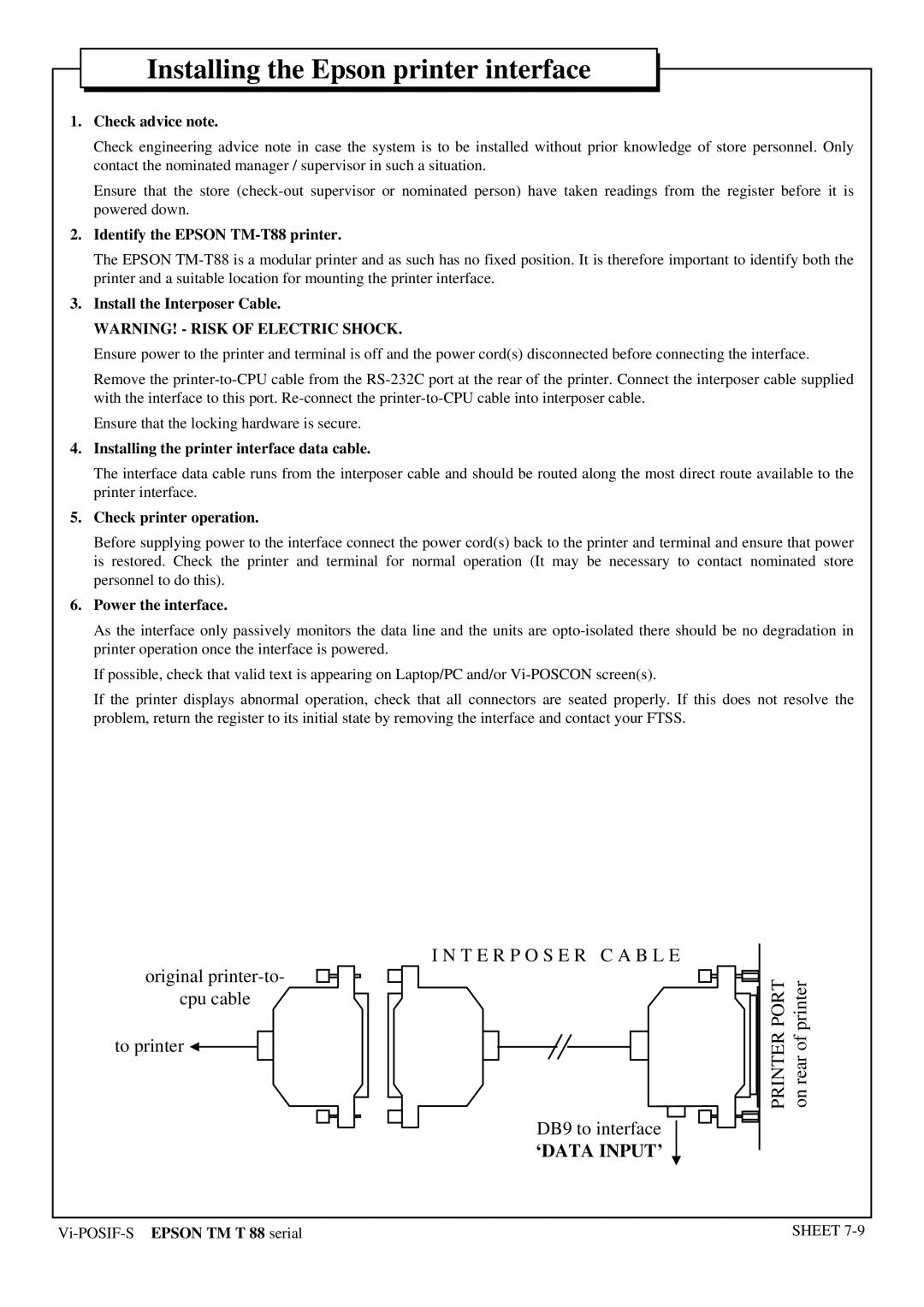 Epson T88 manual ‘Data Input’ 