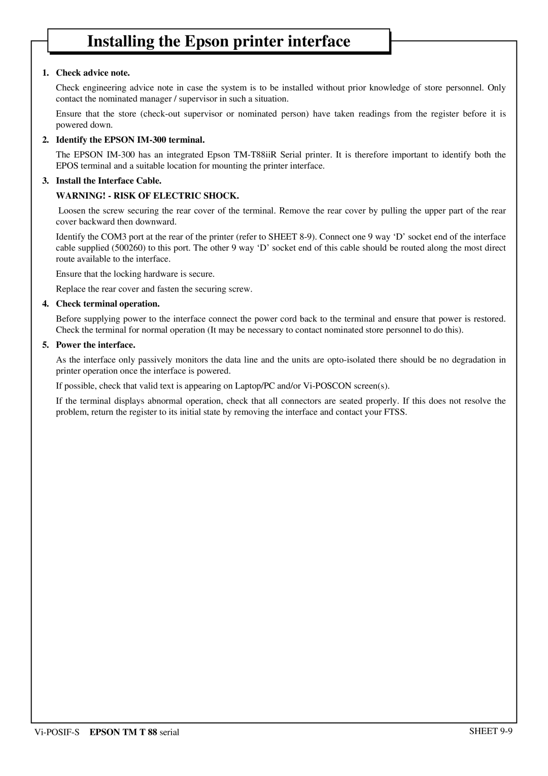 Epson T88 manual Identify the Epson IM-300 terminal 