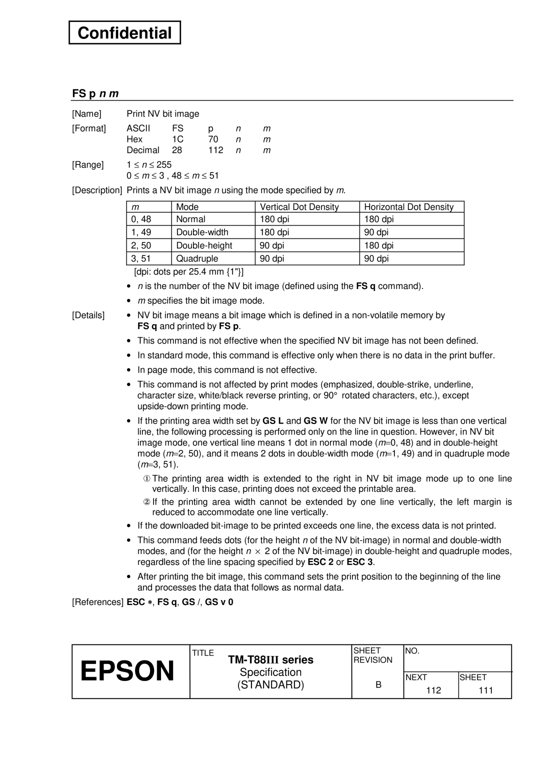 Epson T88III specifications FS p n m 