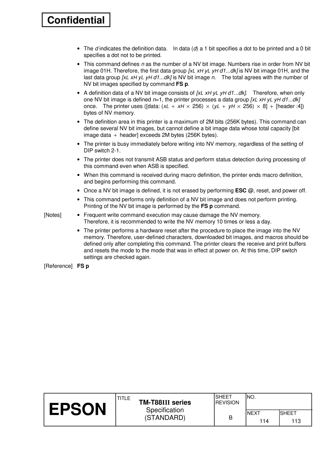 Epson T88III specifications 114 113 