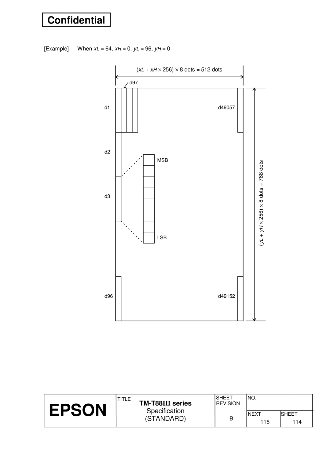 Epson T88III specifications Dots = 768 dots 256 ⋅ 