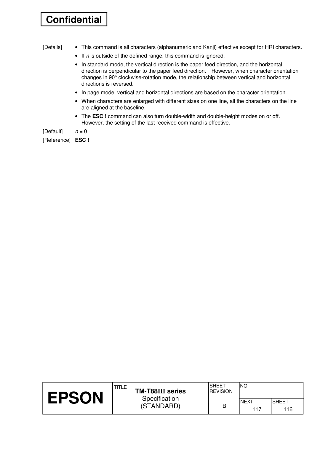 Epson T88III specifications 117 116 