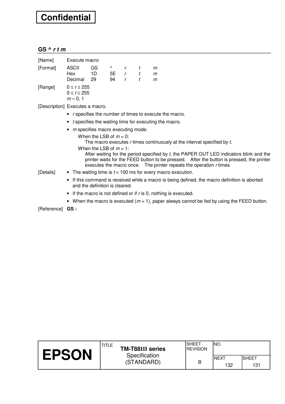 Epson T88III specifications GS r t m 