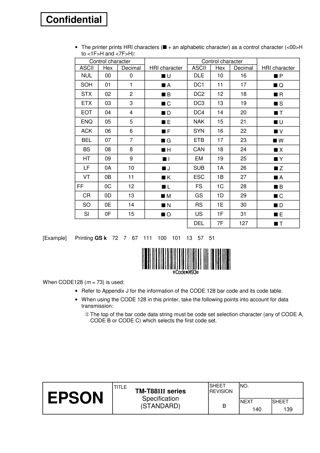 Epson T88III specifications 140 139 