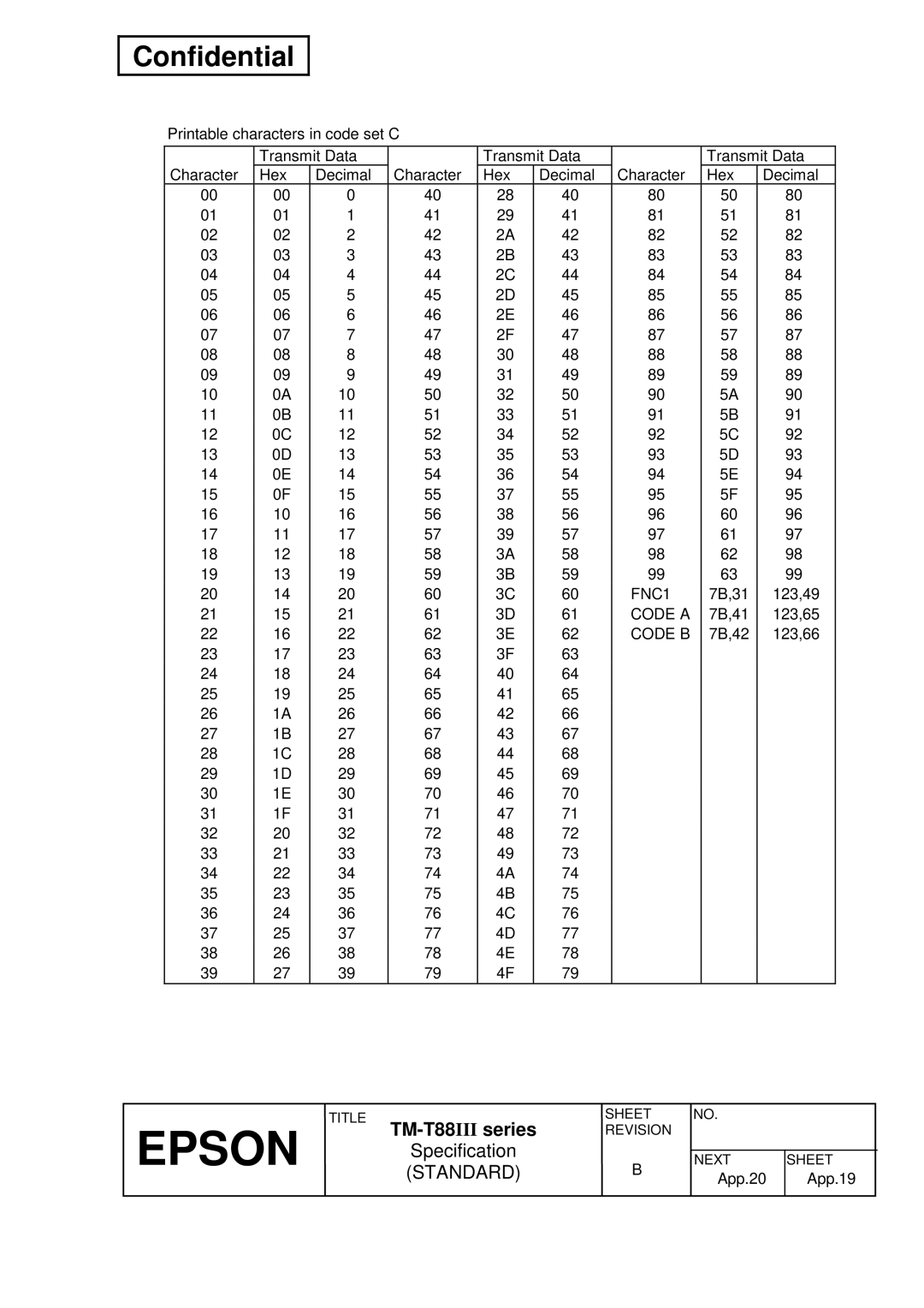 Epson T88III specifications 7B,41 123,65 