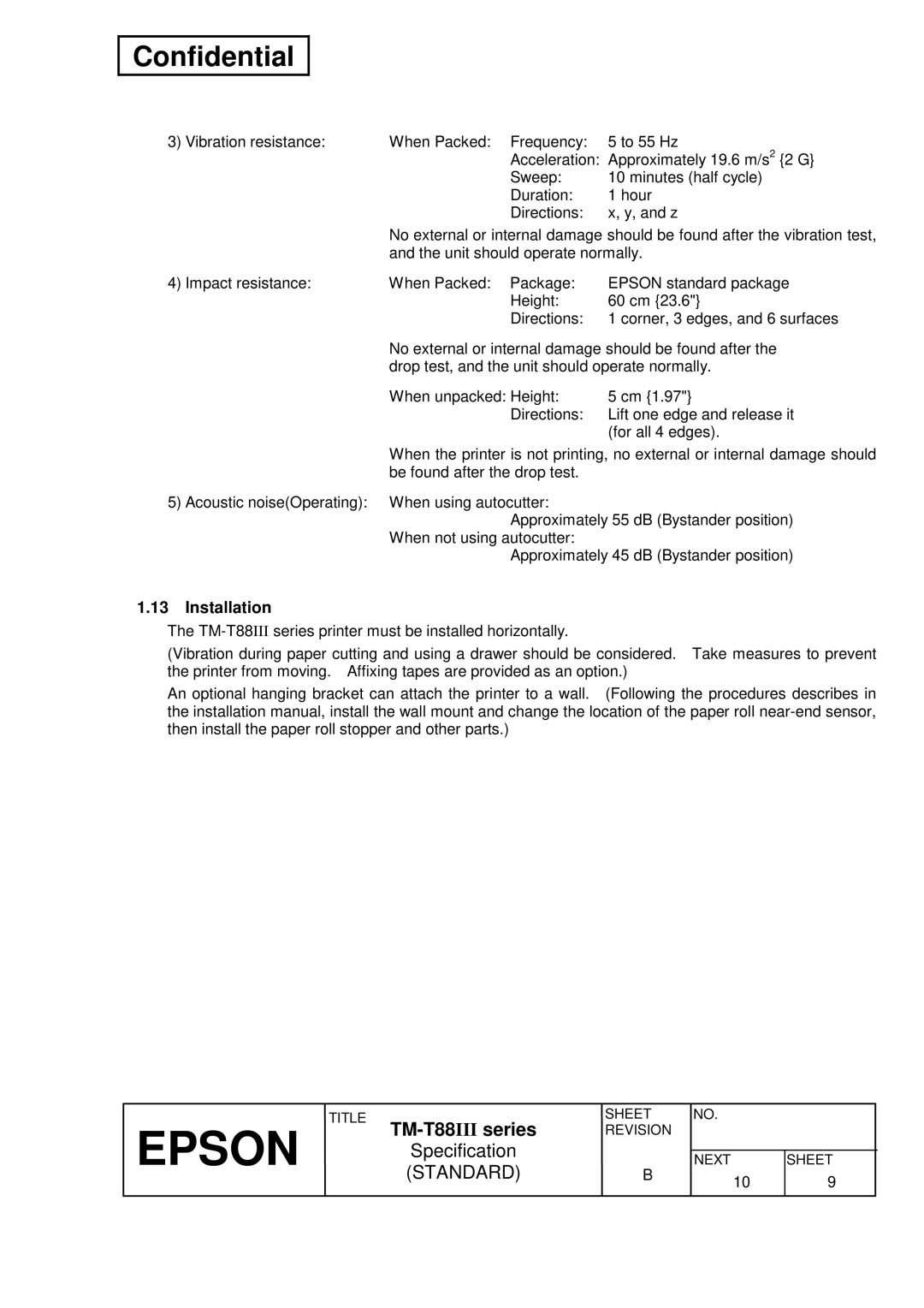 Epson T88III specifications Installation 