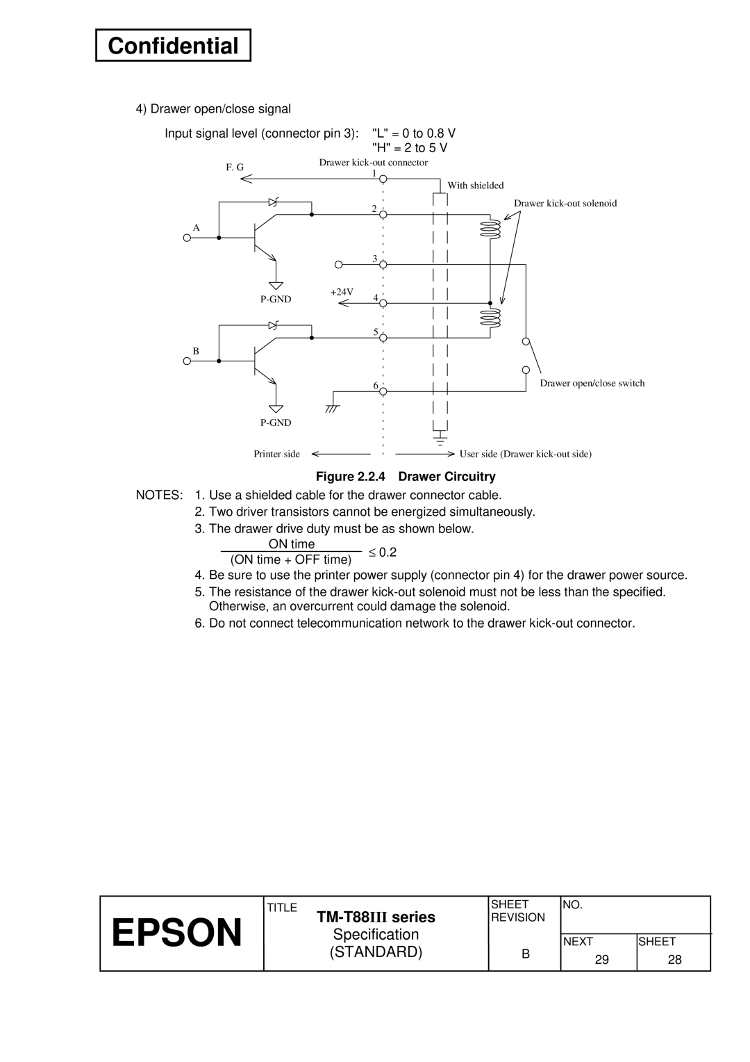 Epson T88III specifications Drawer Circuitry 