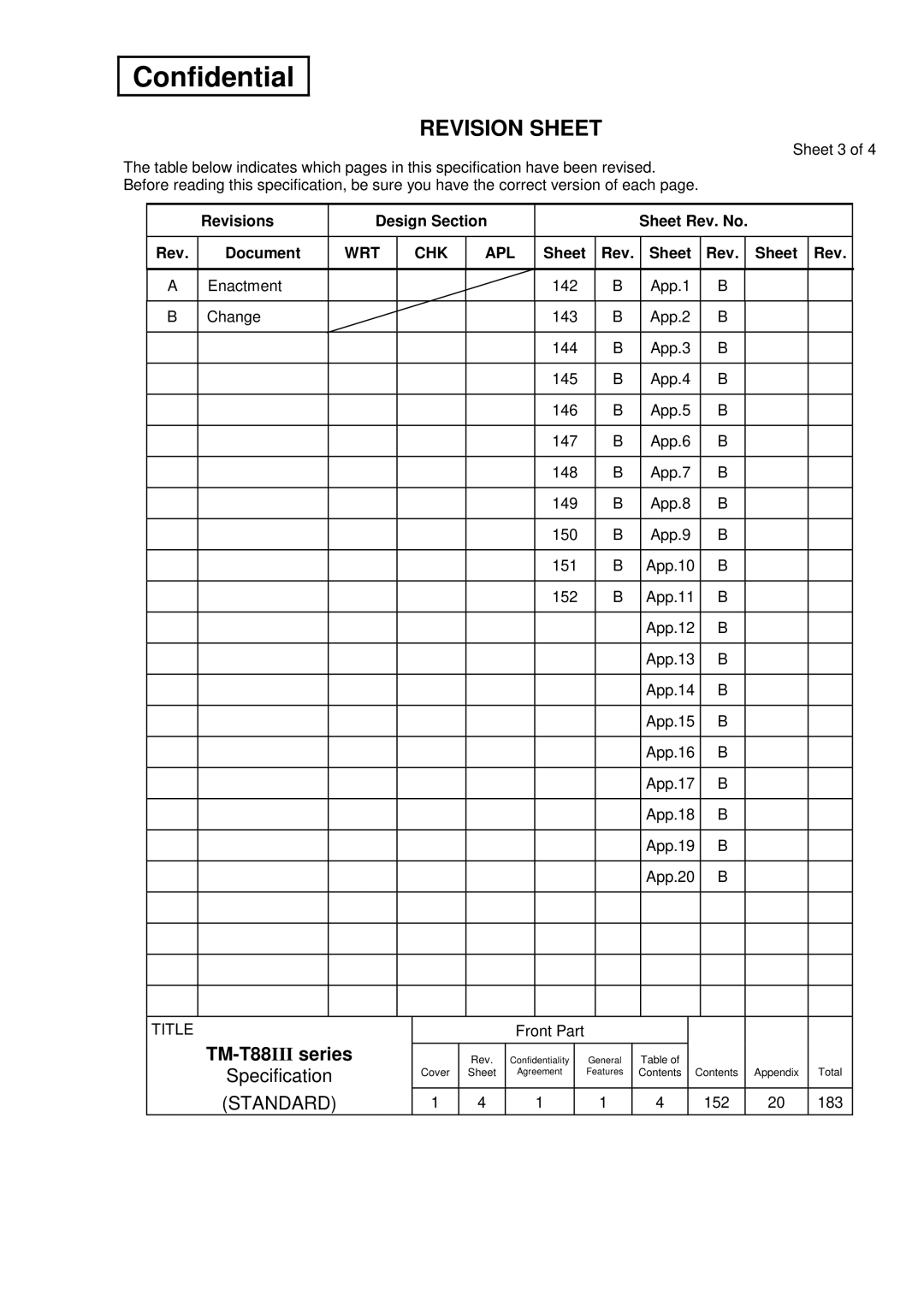 Epson T88III specifications Rev Sheet 