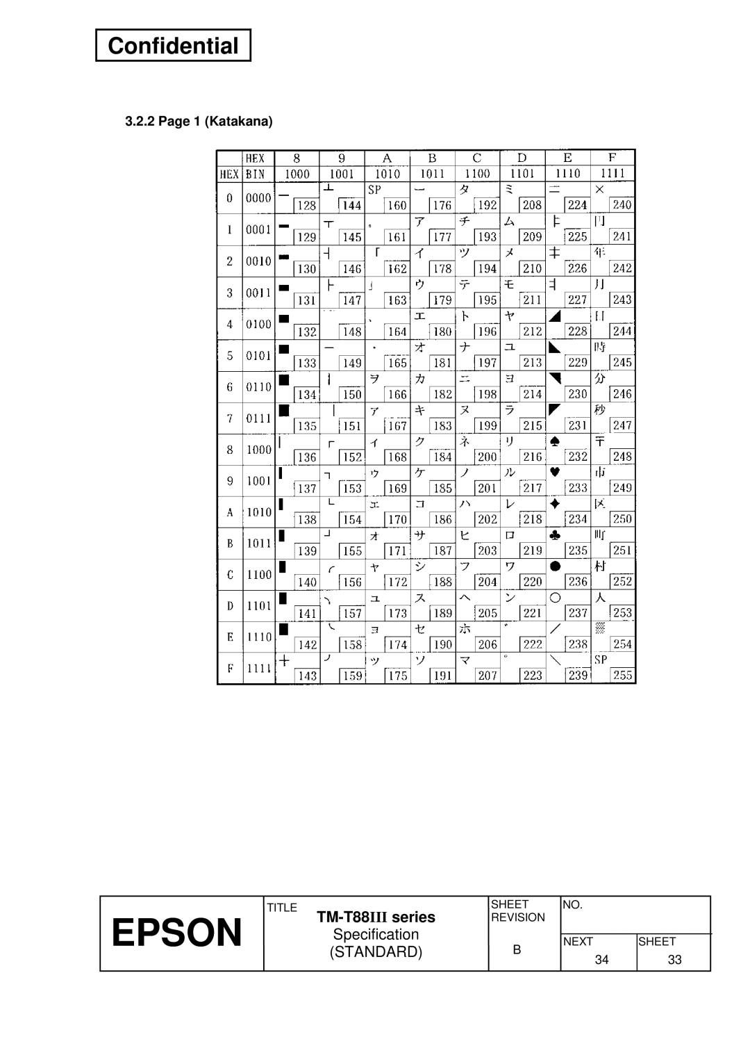 Epson T88III specifications Katakana 