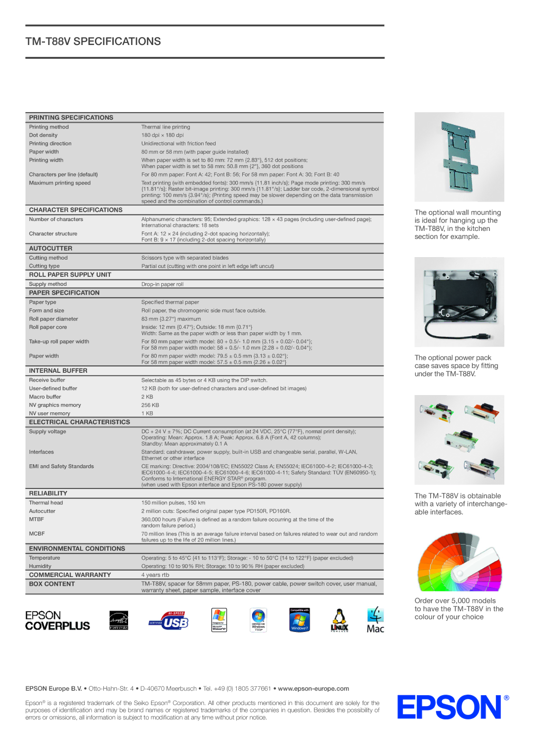 Epson manual TM-T88V Specifications 