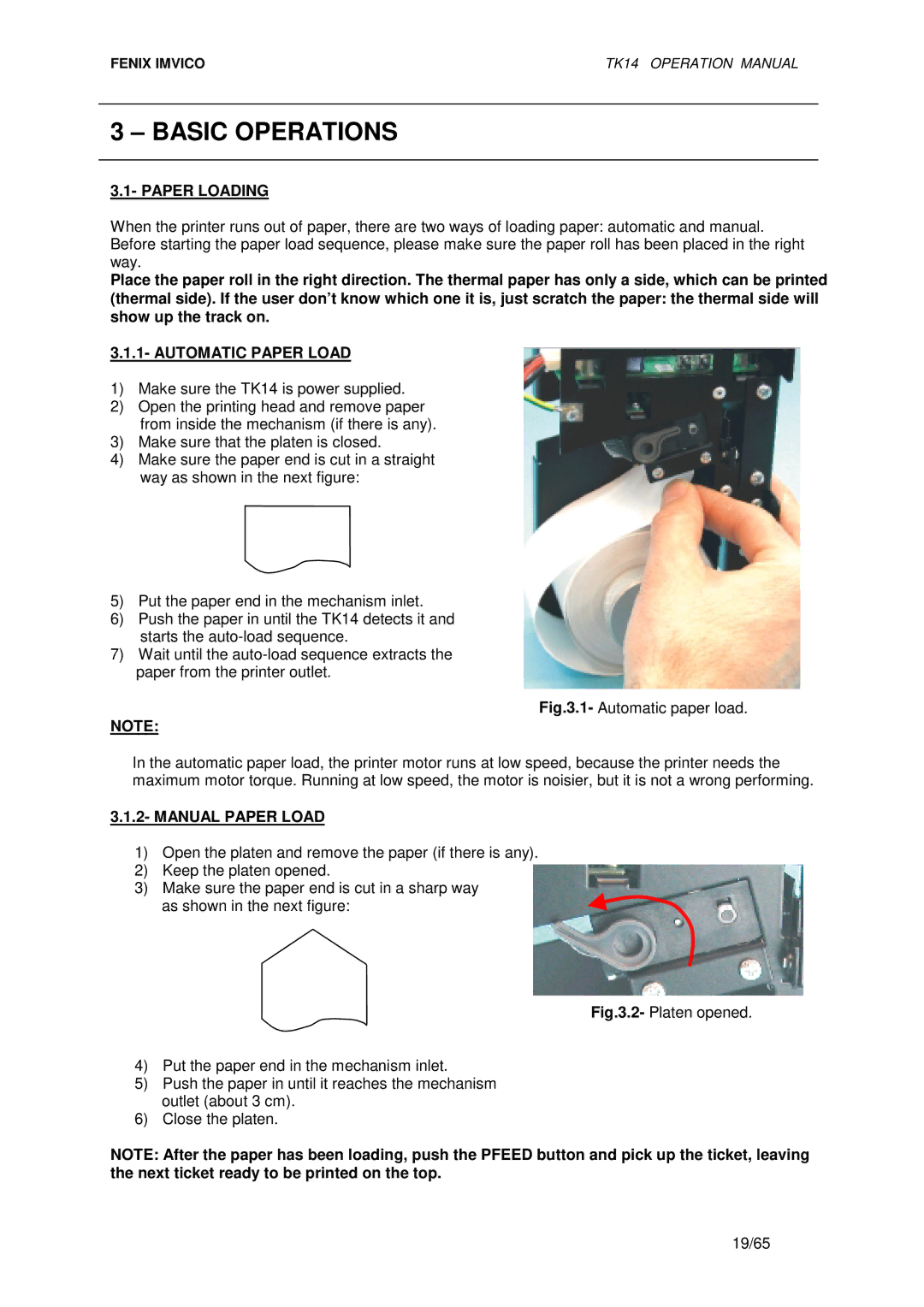 Epson TK14 operation manual Basic Operations, Paper Loading, Automatic Paper Load, Manual Paper Load 