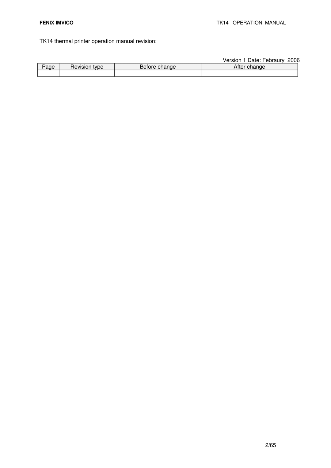 Epson TK14 operation manual Version 1 Date Febraury 