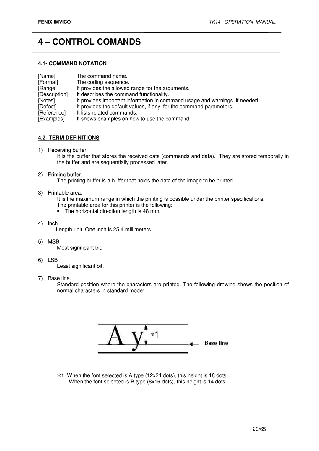 Epson TK14 operation manual Control Comands, Command Notation, Term Definitions 