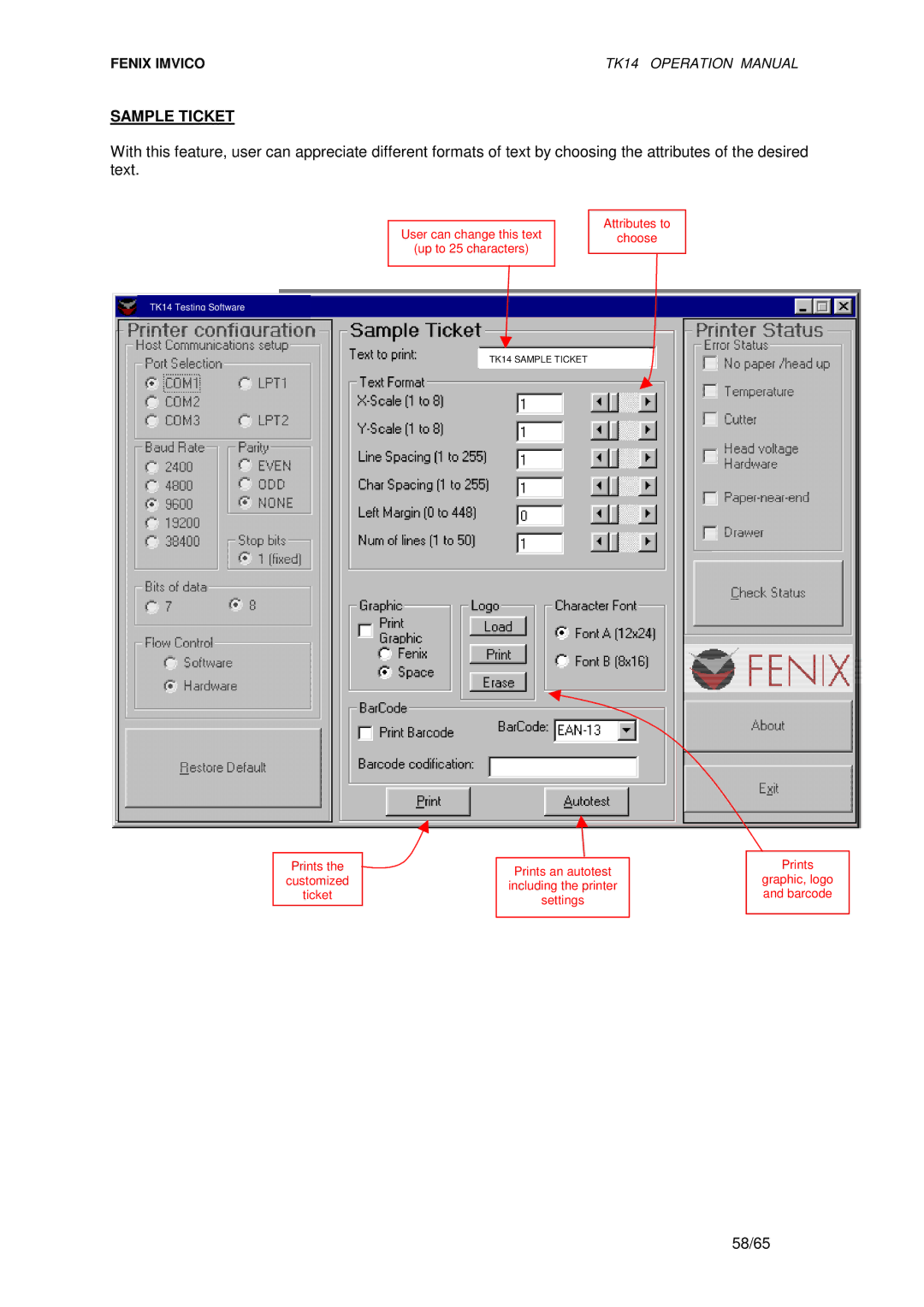 Epson TK14 operation manual Sample Ticket 