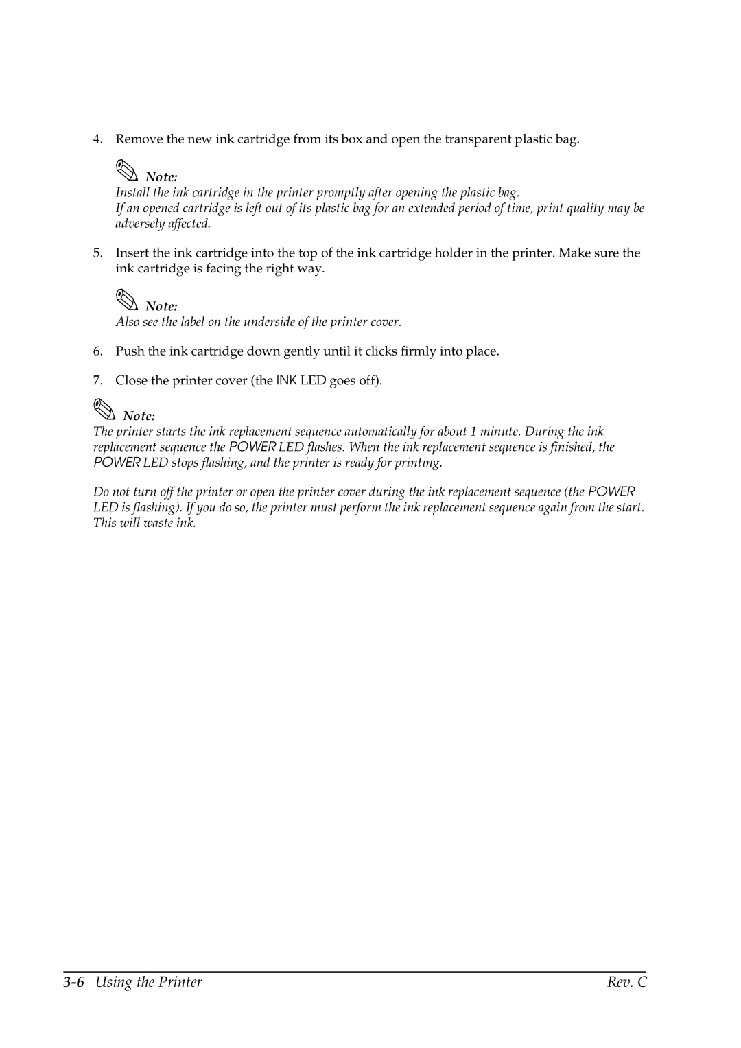 Epson TM-C100 manual 6Using the Printer Rev. C 