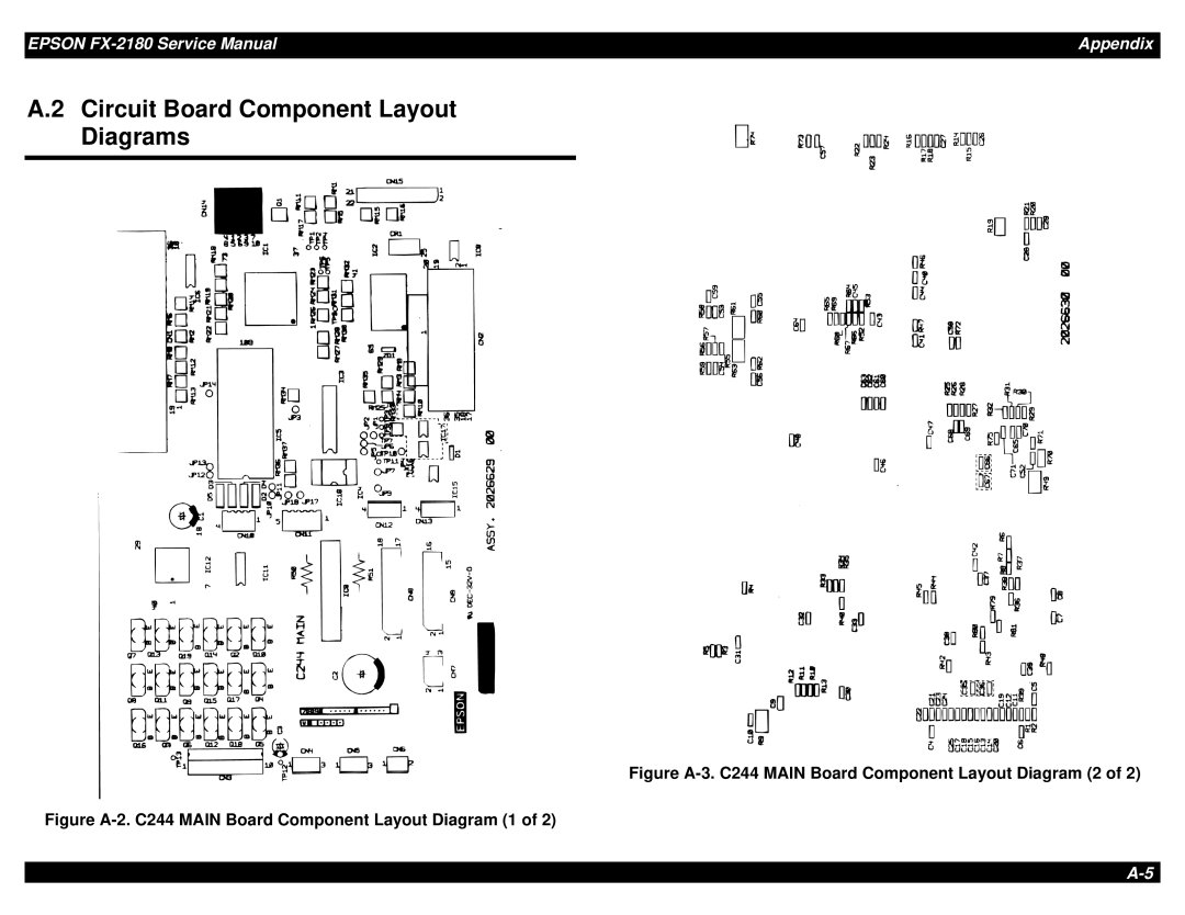 Epson TM-FX2180 manual Circuit Board Component Layout Diagrams, Figure A-3. C244 Main Board Component Layout Diagram 2 