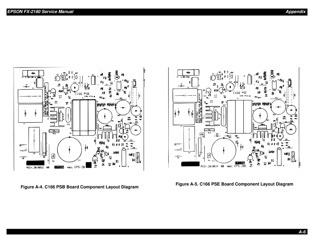 Epson TM-FX2180 manual Figure A-4. C166 PSB Board Component Layout Diagram 