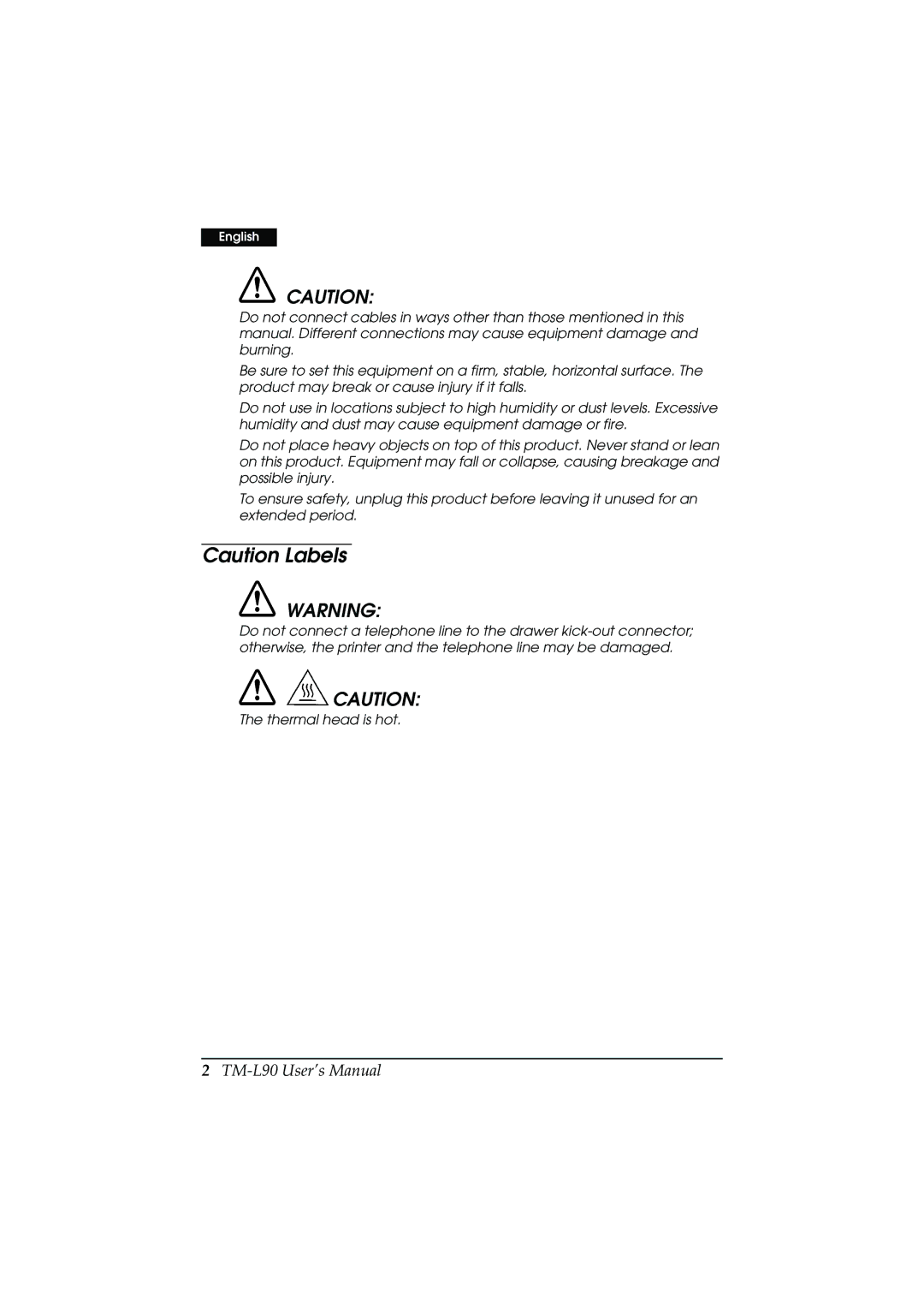 Epson user manual TM-L90 User’s Manual 