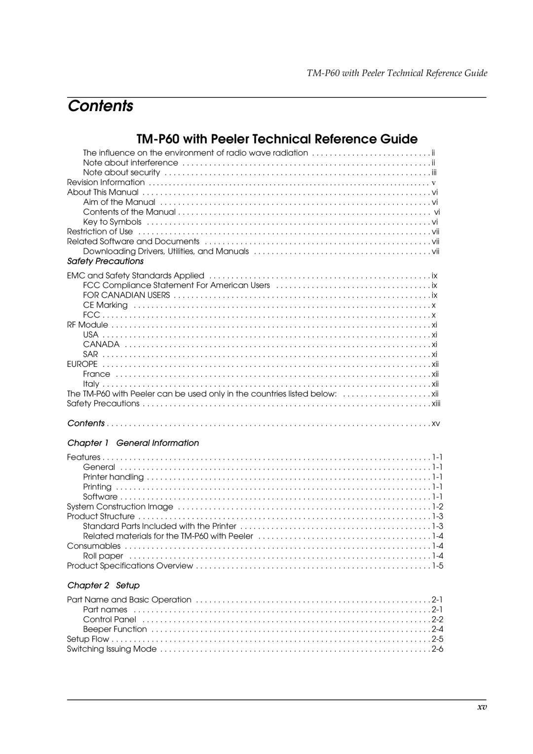 Epson TM-P60 manual Contents 