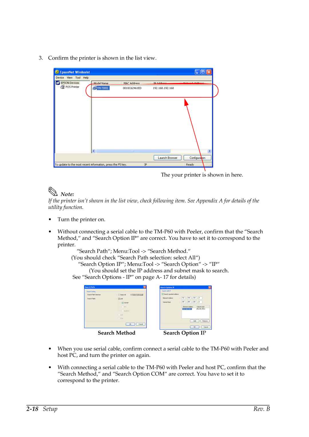 Epson TM-P60 manual Search Method Search Option I P 